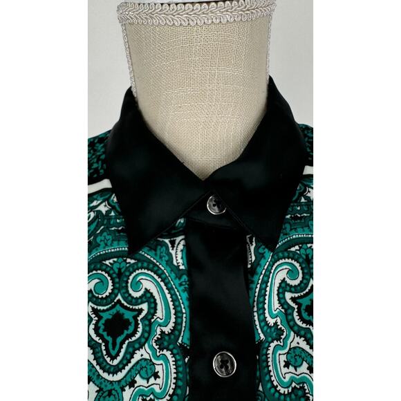 Michael Kors Green Paisley Bandana Romper Sleeveless Button Up Collared Womens M - Picture 6 of 11